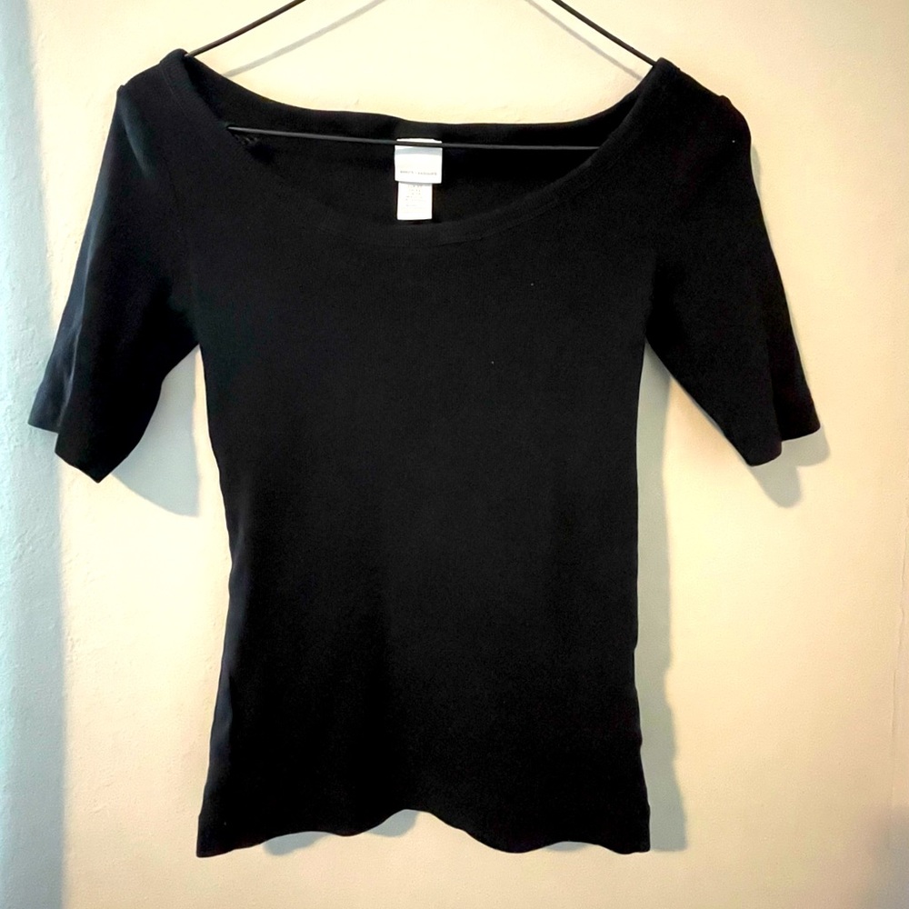 H&M Basics Black Top Mid Sleeve